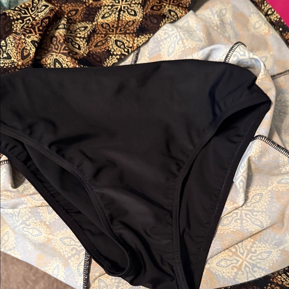 NWT A Shore Fit Brown Black Patterned with Bow Swim Dress 12 - Picture 10 of 10